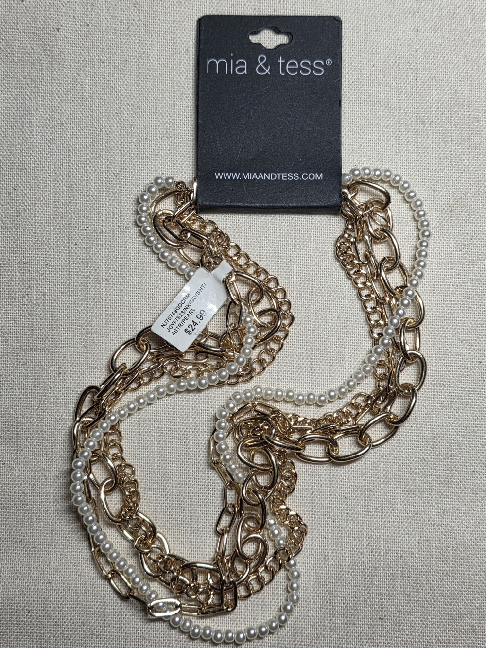 Gold Chain and Faux Pearl Layered Necklace